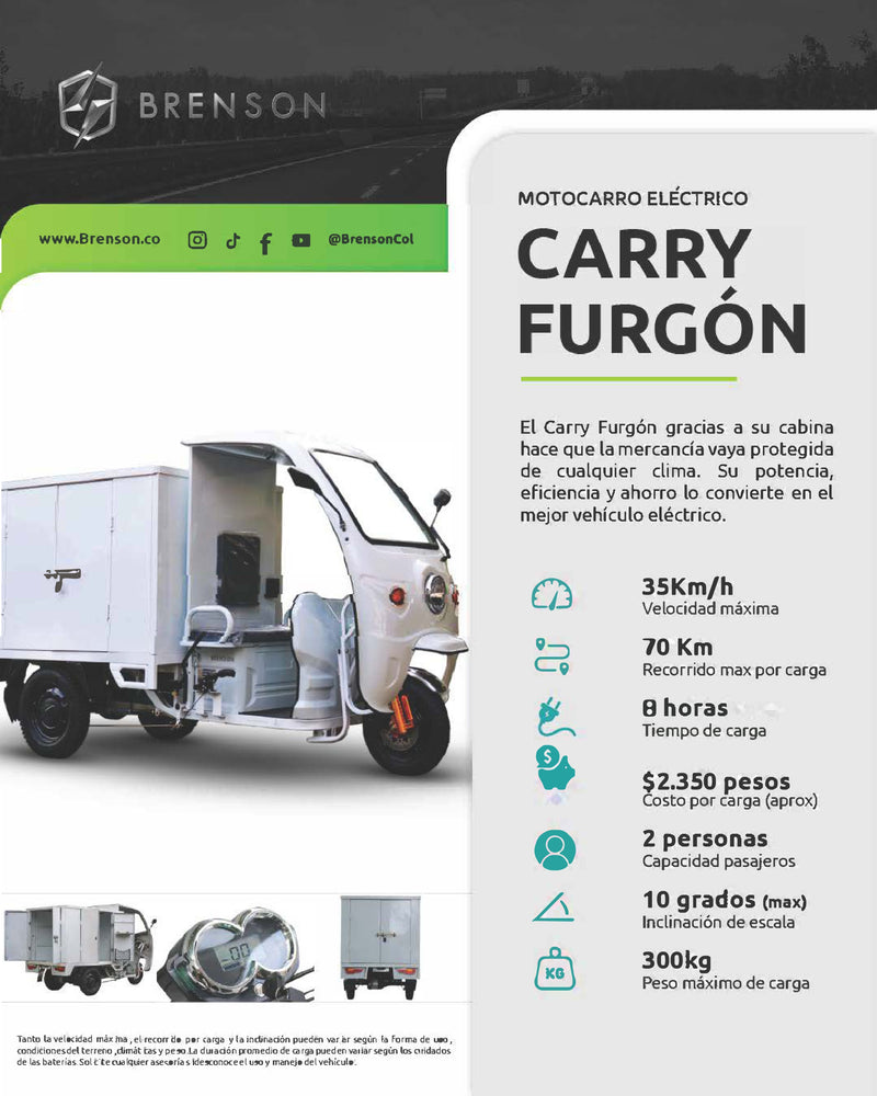 Motocarro Eléctrico CARRY FURGÓN