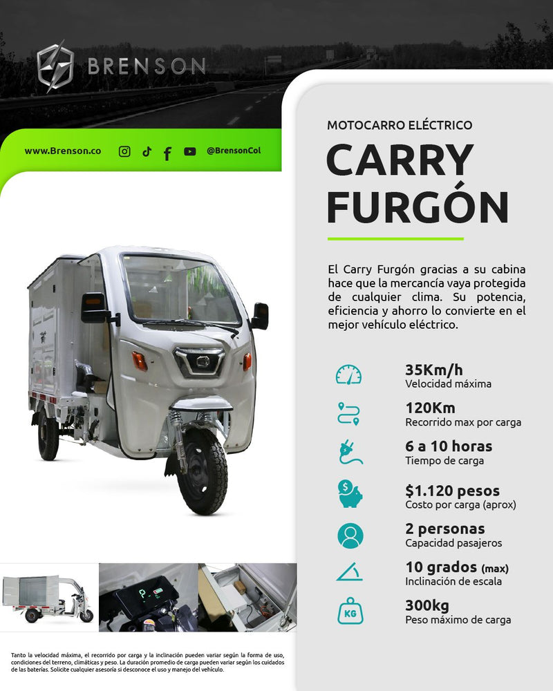 Motocarro Eléctrico CARRY FURGÓN